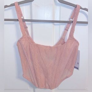 Urban Outfitters Out From Under Lovestruck Lace Corset- Light Pink